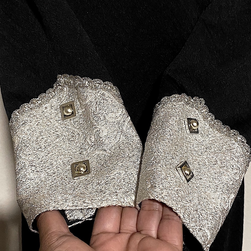 vtg Tuxedo Hostess Dress w Dual Side Splits - Picture 4 of 10